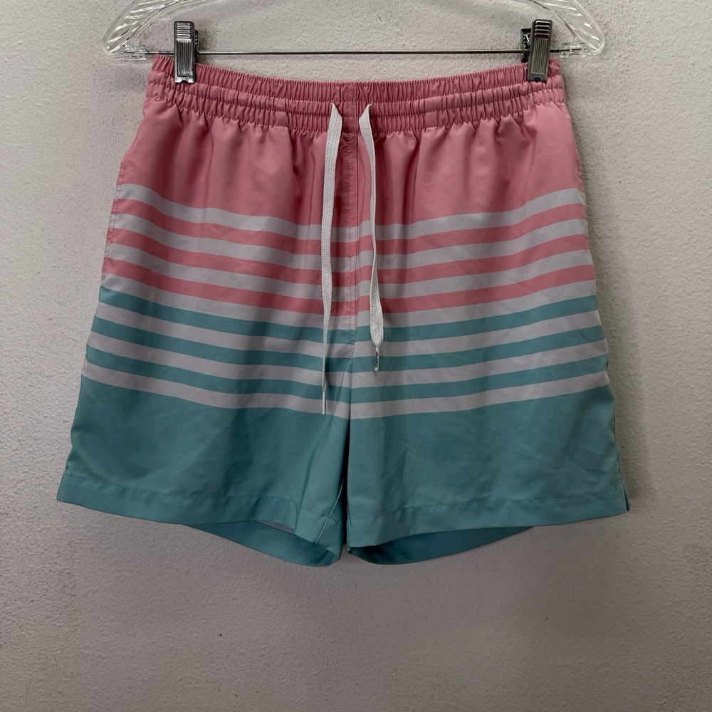 Chubbies Swim Shorts Mens M Preppy Striped Trunks 5.5" Lined Bathing Suit Pink